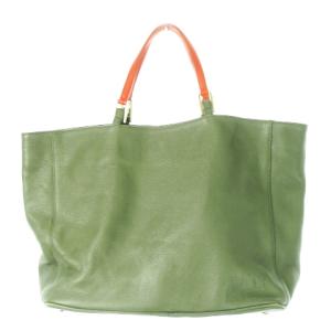 FURLA ハンドバッグ トートバッグ レザー 本革 シボ革 ダブルハンドル ロゴ 緑 カーキ /CK11 GY19