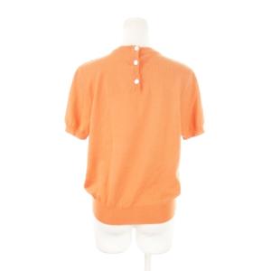 Salvatore Ferragamo ニット セーター ラウンドネック 半袖 ウール シルク 絹 切替 フルーツ 花柄 S オレンジ /AH9