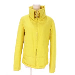 中綿ジャケット スタンドカラー ジップアップ フード収納 裏地ノバチェック 38 M 黄 イエロー /MN8