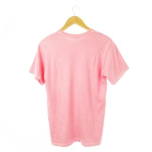 STUSSY Tシャツ クルーネック 丸首 半袖 ポケット ワンポイント プリント ロゴ ヴィンテージ加工 S ピンク