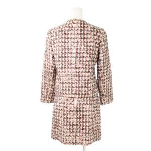 ANAYI セットアップ スーツ ファンシーツイード ノーカラージャケット タイトスカート フリンジ パール 38