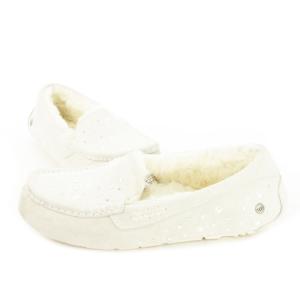 UGG モカシン スエード レザー パール ラインストーン ボア ロゴ 24 ライトグレー /CK11 GY19