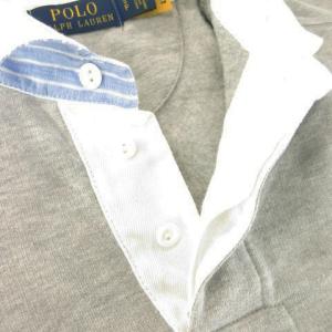 POLO RALPH LAUREN スウェット ポロシャツ ラガーシャツ トレーナー 長袖 ロゴ刺繍 カンガルーポケット 裏起毛 S グレー