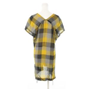 TOGA PULLA ワンピース ミニ 半袖 切替 レースアップ リボン チェック 1 S 黄 イエロー /MN13 GY19