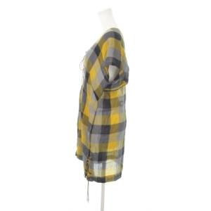 TOGA PULLA ワンピース ミニ 半袖 切替 レースアップ リボン チェック 1 S 黄 イエロー /MN13 GY19