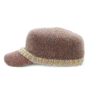 PAUL SMITH 帽子 ニットワークキャップ インターシャ ライン ミックスカラー 紫 ボルドー /MN6 GY19