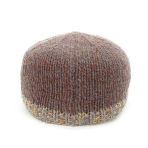 PAUL SMITH 帽子 ニットワークキャップ インターシャ ライン ミックスカラー 紫 ボルドー /MN6 GY19