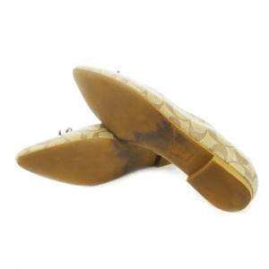 COACH バレエシューズ フラットシューズ アーモンドトゥ レザー PVC リボン ロゴ シグネチャー 10 26.0cm