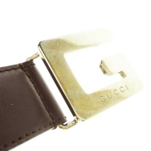 GUCCI ベルト ロゴバックル Gロゴ レザー 本革 茶 ブラウン /CK24 GY19