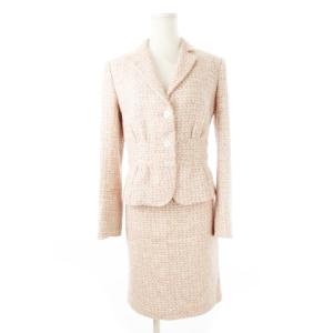 セットアップスーツ ツイード テーラードジャケット タイトスカート 3ボタン スリーボタン シェルボタン