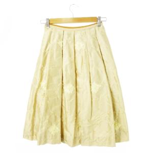 FOXEY BOUTIQUE シルクスカート シャンタン生地 プリーツ ひざ丈 刺繍 リボン刺繍 ビーズ 花柄 ボタニカル 小さいサイズ