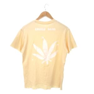 Tシャツ カットソー ラウンドネック 半袖 マリファナ カンナビス プリント M ペールオレンジ /MN19
