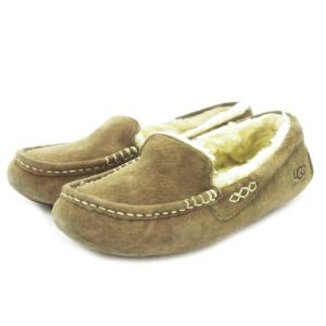 ANSLEY モカシン スリッポン スエード ファー ロゴ 6 23cm 茶 ブラウン 3312 /AO2