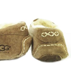 UGG australia ANSLEY モカシン スリッポン スエード ファー ロゴ 6 23cm 茶 ブラウン 3312 /AO2