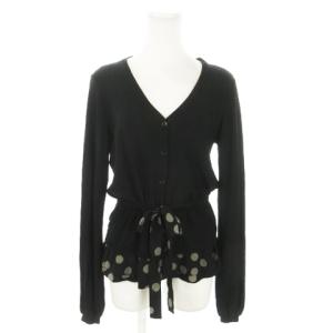 MOSCHINO CHEAP AND CHIC ニットカーディガン Vネック 長袖 カシミヤ混 フェイクレイヤード 切替 ブラウジング リボン ドット