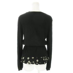 MOSCHINO CHEAP AND CHIC ニットカーディガン Vネック 長袖 カシミヤ混 フェイクレイヤード 切替 ブラウジング リボン ドット