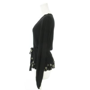 MOSCHINO CHEAP AND CHIC ニットカーディガン Vネック 長袖 カシミヤ混 フェイクレイヤード 切替 ブラウジング リボン ドット