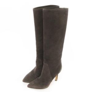 ロングブーツ ハイヒール ポインテッドトゥ スエード 36 23cm 茶 ブラウン /AO1 GY19