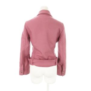 D&G ショートコート ステンカラー ベルト ウール 裏地ペイズリー柄 小さいサイズ 38 XS ピンク /AH4