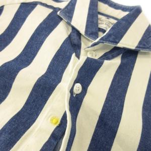 GIANNETTO PORTOFINO WASHING DIVISION 長袖シャツ ワイドカラー ストライプ コットン Vinci