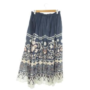 Polo by Ralph Lauren ギャザースカート ロング マキシ コットン ウエストゴム ステッチ 刺繍 ビーズ 6 M 青 ブルー /MN20