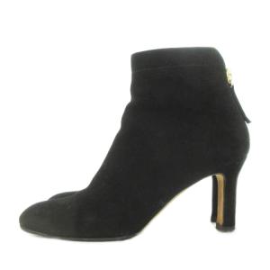 ブーティ ショートブーツ ハイヒール スエード アーモンドトゥ 36 23cm 黒 ブラック /AH16
