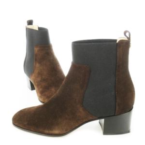 JIMMY CHOO サイドゴアブーツ ショートブーツ ローヒール スエード レザー 革 36.5 23.5cm 茶 ブラウン