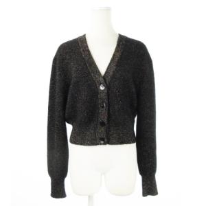 カーディガン ニット Vネック 長袖 ショート丈 ウール混 ラメ 38 M 黒 ブラック /CK29 GY19