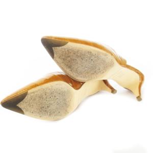 Sergio Rossi Pelle Anguilla Lux スリングバックパンプス ローヒール ポインテッドトゥ レザー 革