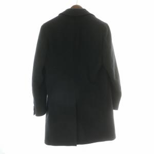 LARDINI チェスターコート メルトン ウール ブートニエール フラワー 46R ブラック JH23143AQ