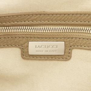 IACUCCI ハンドバッグ レザー キャンバス ベージュ