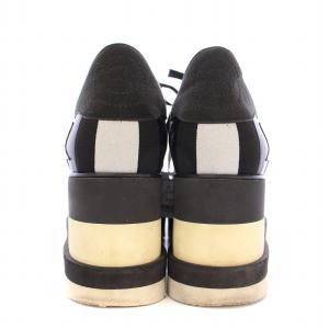 STELLA McCARTNEY エリス ローカットスニーカー シューズ 厚底 フェイクレザー 星 切替 38 黒 ブラック シルバーカラー