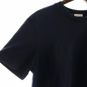 MONCLER 23SS Tシャツ カットソー フラワー ロゴ 半袖 プリント クルーネック M 紺 ネイビー GY19