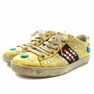 GUCCI シェリーライン スニーカー シューズ ラインストーン 花柄 36.5 ゴールド色 1939 /AN1 GY19