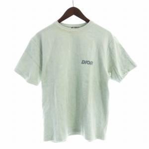23SS Tシャツ カットソー 半袖 ロゴ パイル地 クルーネック 緑 グリーン 393J696G0858