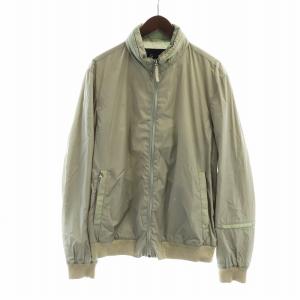 ナイロンジャケット ブルゾン パーカー フード 長袖 ジップアップ ロゴ 52 XL カーキ GY19