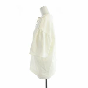 YOKO CHAN YOKOCHAN カットソー Vネック フェイクパール 36 ホワイト アイボリー