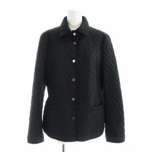 キルティングジャケット 長袖 シングル ステンカラー 裏地総柄 総裏地 44 XL 黒 ブラック GY19