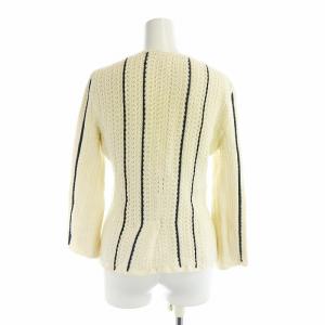 CHANEL ニットジャケット カシミヤ混 ストライプ 36 アイボリー P28054K00015