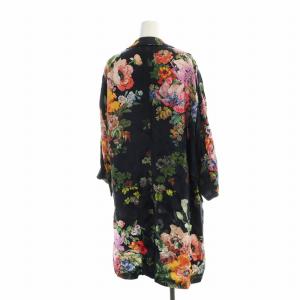 DRIES VAN NOTEN ガウン コート フラワー 薄手 36 ブラック マルチカラー