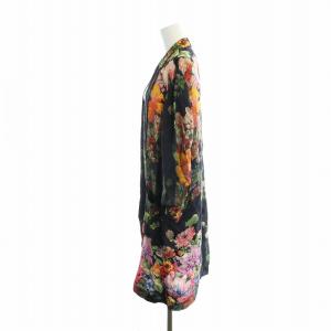 DRIES VAN NOTEN ガウン コート フラワー 薄手 36 ブラック マルチカラー