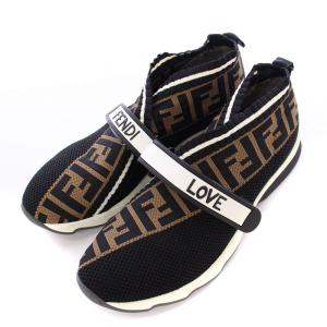 FENDI ROCKOKO ファブリックソックススニーカー 40 ブラウン