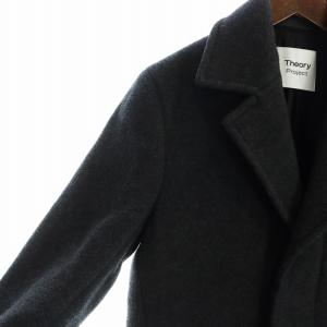 Theory プロジェクト Project チェスターコート ロング 比翼ボタン 長袖 総裏地 ロゴ XS グレー GY19