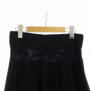 VALENTINO ニットスカート ミドル フレア ロゴ M 黒 ブラック GY19 /MQ