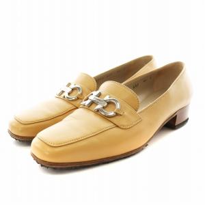 ガンチーニ ローファー スクエアトゥ ヒール レザー 6.5 茶 ブラウン 19445 /AN20 GY19