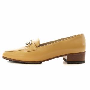 Salvatore Ferragamo ガンチーニ ローファー スクエアトゥ ヒール レザー 6.5 茶 ブラウン 19445 /AN20 GY19