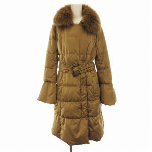 ダウンコート キルティング フォックスファー 42 ベージュ