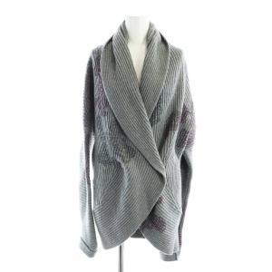 ニットカーディガン ショールカラー S/M グレー