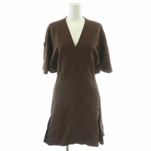 ワンピース ひざ丈 半袖 レーヨン 40 M 茶 ブラウン /MW GY19