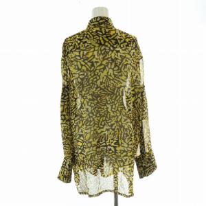 GIVENCHY ジップアップ シャツ ブラウス 長袖 シアー シースルー シルク 34 XS 黄色 イエロー 茶 ブラウン